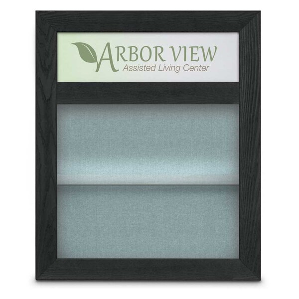 Outdoor Enclosed Combo Board, 42"x32", Bronze Frame/White Porc & Cobalt